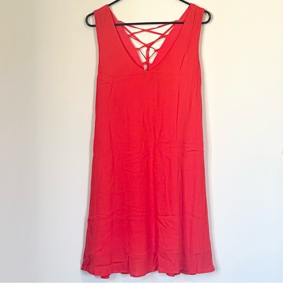 Chelsea28 Dresses & Skirts - Chelsea28 Red Sleeveless Dress with Crisscross Strappy Back - Size: Medium